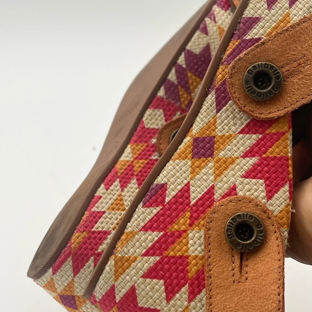 Galibelle Brown Strappy Sandals with Patterned Wedge Size 7 - Picture 8 of 10